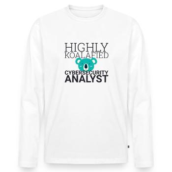"Cybersecurity Analyst Koalafied | Cybersecurity" - Men's Premium Organic Long Sleeve Shirt - white - Front - Nico (187cm)