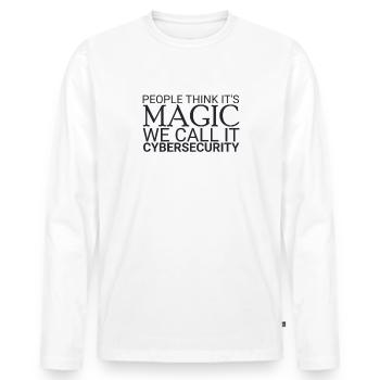 "Cybersecurity Magic | Cybersecurity" - Men's Premium Organic Long Sleeve Shirt - white - Front - Nico (187cm)