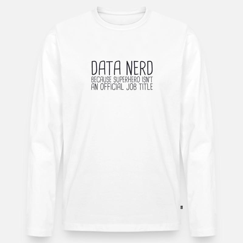 "Data Nerd Superhero | Data Science" - Männer Premium Bio Langarmshirt - Weiß