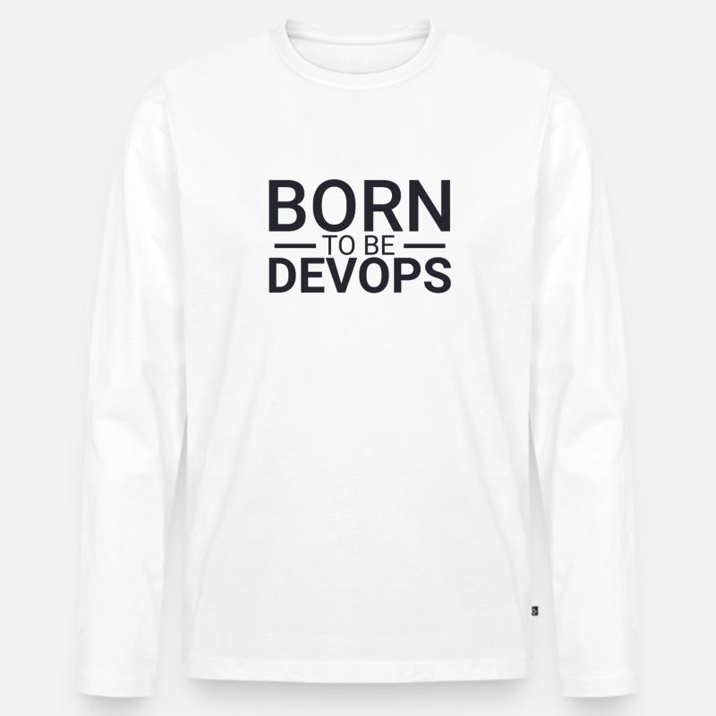 "DevOps Born | Softwareentwicklung" - Männer Premium Bio Langarmshirt - Weiß