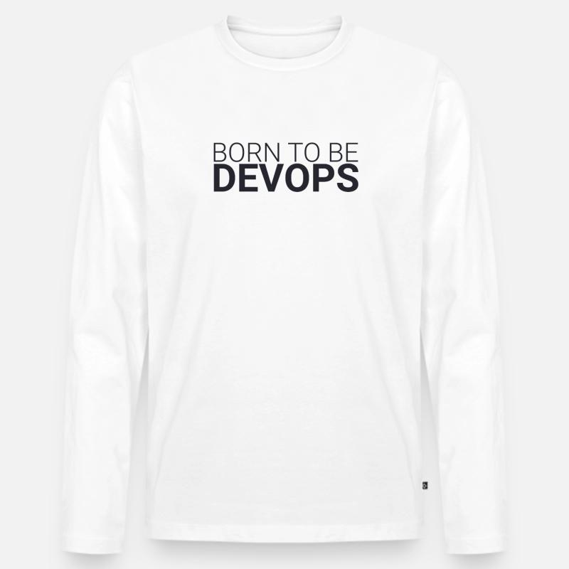 "DevOps Born | Softwareentwicklung" - Männer Premium Bio Langarmshirt - Weiß
