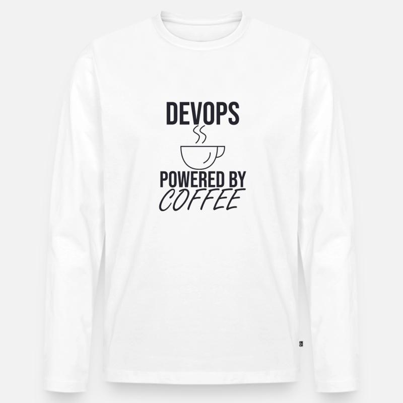 "DevOps Coffee | Softwareentwicklung" - Männer Premium Bio Langarmshirt - Weiß