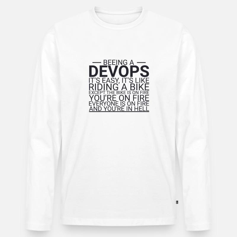 "DevOps Hell | Software Development" - Men's Premium Organic Long Sleeve Shirt - white