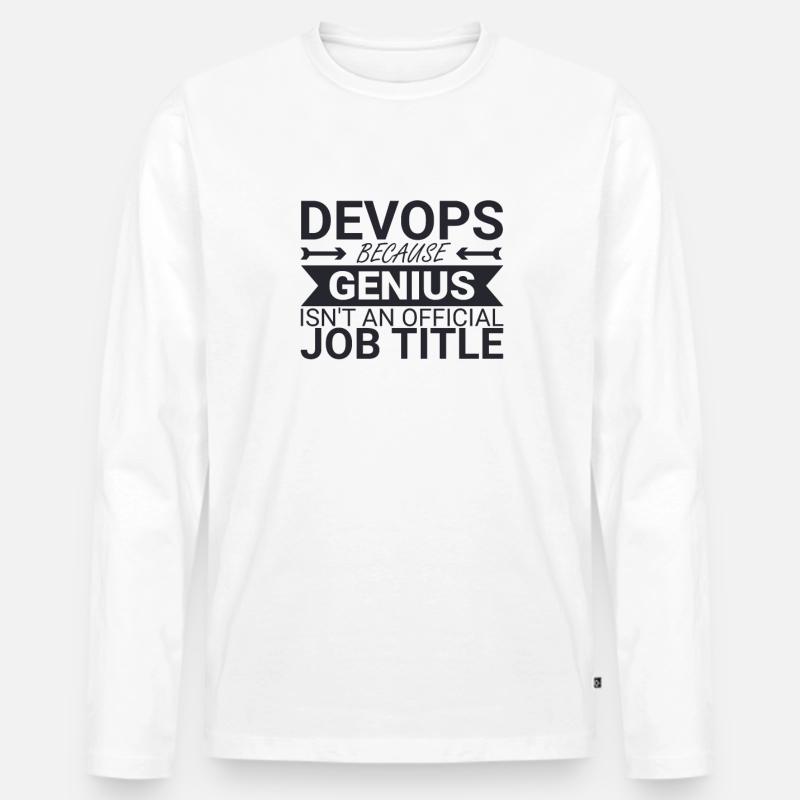 "DevOps Genius | Software Development" - Men's Premium Organic Long Sleeve Shirt - white