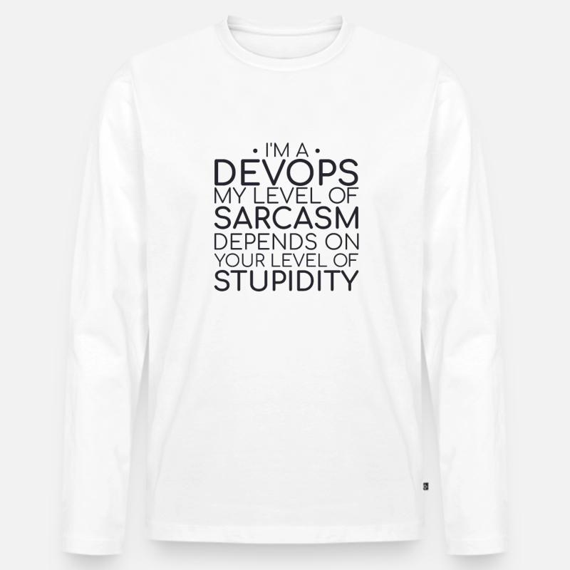 "DevOps Sarcasm | Software Development" - Men's Premium Organic Long Sleeve Shirt - white
