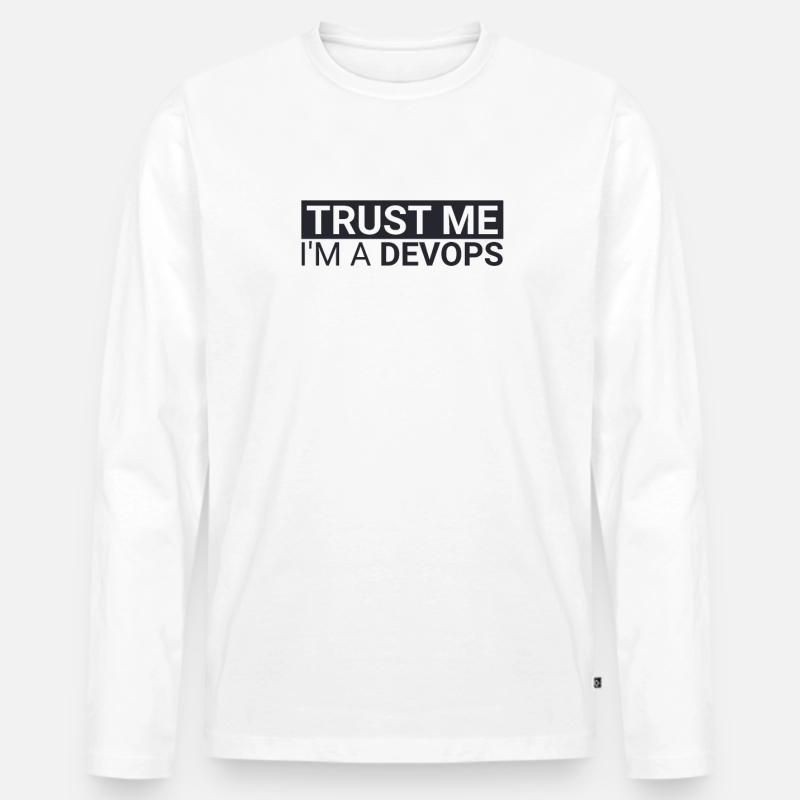 DevOps Trust | Software Development" - Men's Premium Organic Long Sleeve Shirt - white