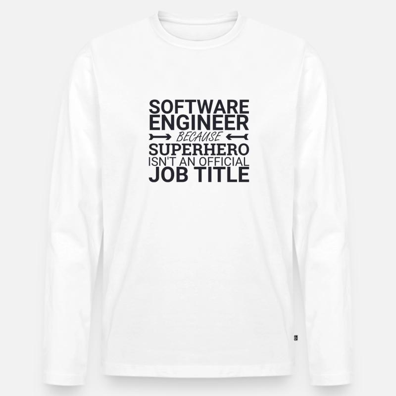 "Software Engineer Superhero | Programming" - Men's Premium Organic Long Sleeve Shirt - white
