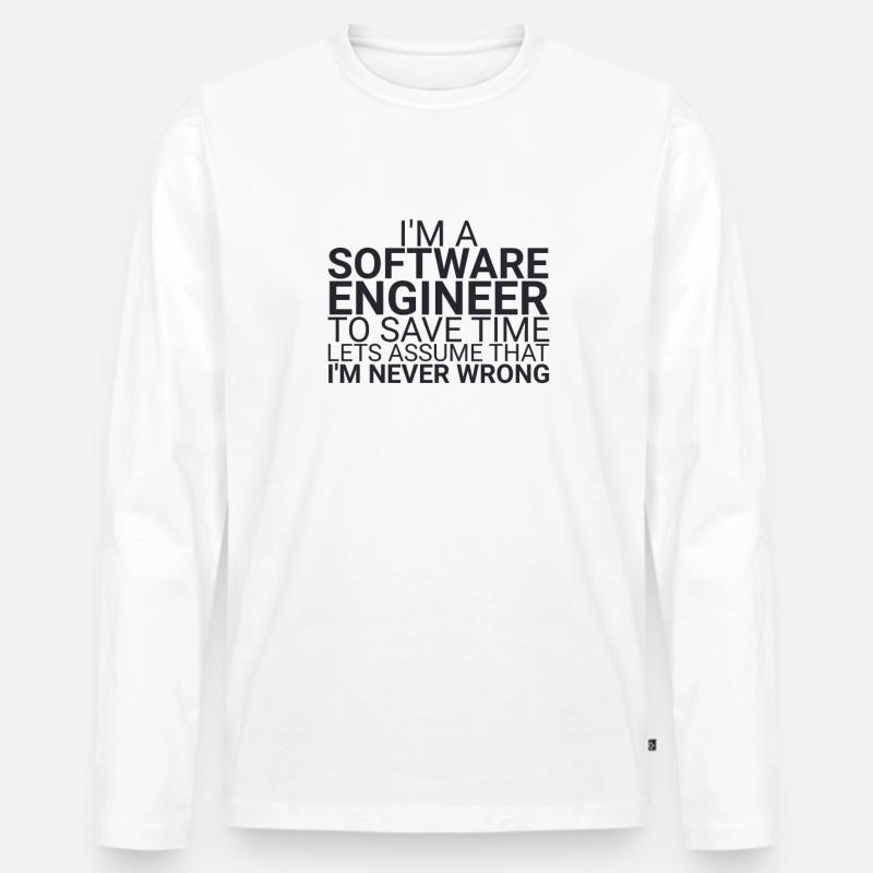 "Software Engineer Time | Programming" - Männer Premium Bio Langarmshirt - Weiß