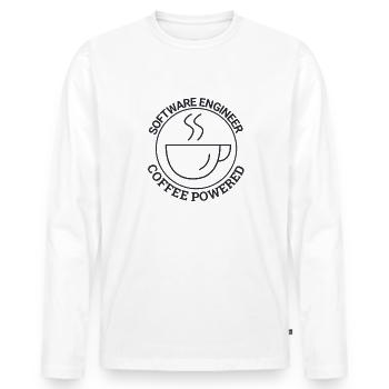 "Software Engineer Coffee | Programming" - Men's Premium Organic Long Sleeve Shirt - white - Front - Nico (187cm)