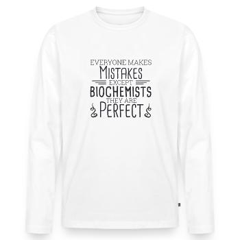 « Biochimiste Parfait | Biochimie » - T-shirt manches longues Premium bio Homme - blanc - Devant - Nico (187cm)