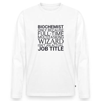 « Assistant biochimiste | Biochimie » - T-shirt manches longues Premium bio Homme - blanc - Devant - Nico (187cm)
