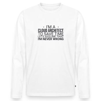 "Cloud Architect Time | Cloud Computing" - Männer Premium Bio Langarmshirt - Weiß - Vorne - Nico (187cm)
