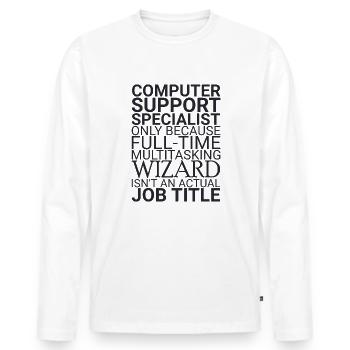 "Computer Support Specialist Wizard | IT-Support" - Männer Premium Bio Langarmshirt - Weiß - Vorne - Nico (187cm)
