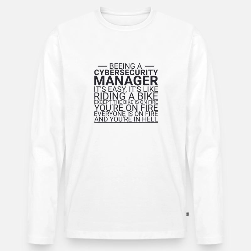 "Cybersecurity Manager Hell | Cybersecurity" - Männer Premium Bio Langarmshirt - Weiß