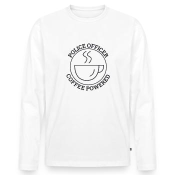 "Police Officer Coffee | Polizei" - Männer Premium Bio Langarmshirt - Weiß - Vorne - Nico (187cm)