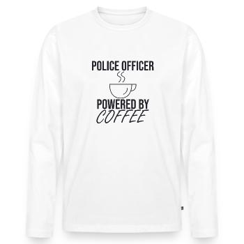 "Police Officer Coffee | Polizei" - Männer Premium Bio Langarmshirt - Weiß - Vorne - Nico (187cm)