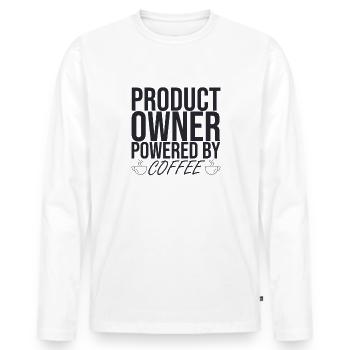 « Product Owner Coffee | » Scrum Master" » - T-shirt manches longues Premium bio Homme - blanc - Devant - Nico (187cm)
