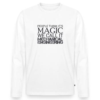 "Mechanical Engineer Magic | Mechanical engineering" - Men's Premium Organic Long Sleeve Shirt - white - Front - Nico (187cm)