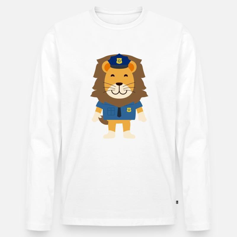Polizei Löwe - Männer Premium Bio Langarmshirt - Weiß