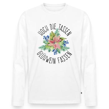 Hoch die Tassen Glühwein fassen - Männer Premium Bio Langarmshirt - Weiß - Vorne - Nico (187cm)