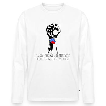 Poing La Réunion Drapeau - T-shirt manches longues Premium bio Homme - blanc - Devant - Nico (187cm)