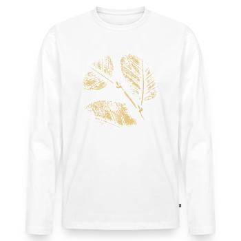 Fond de motif de feuilles - VINTAGE - T-shirt manches longues Premium bio Homme - blanc - Devant - Nico (187cm)