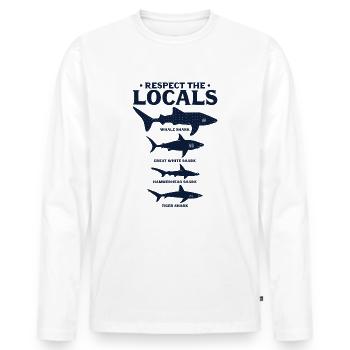 Surfers respect the locals Surf Retro - Men's Premium Organic Long Sleeve Shirt - white - Front - Nico (187cm)