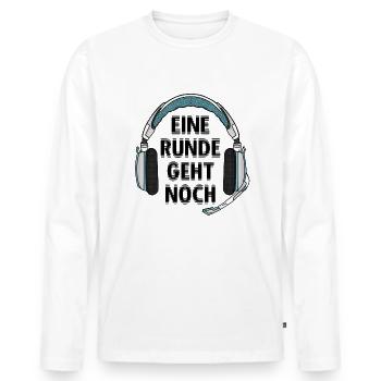 Eine Runde Geht Noch - PC Gaming Zocken - Männer Premium Bio Langarmshirt - Weiß - Vorne - Nico (187cm)