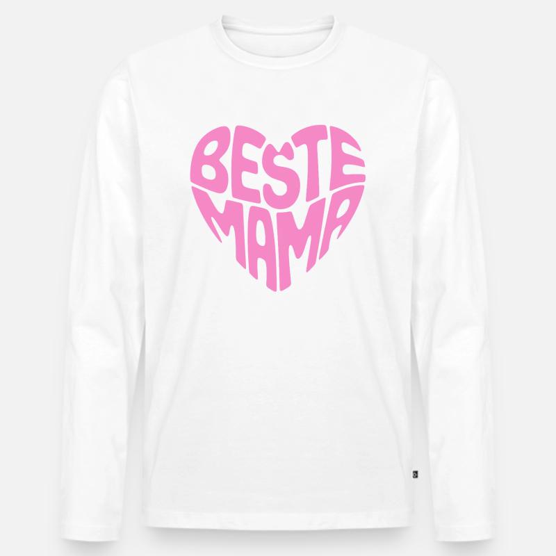 Beste Mama Herz - Männer Premium Bio Langarmshirt - Weiß