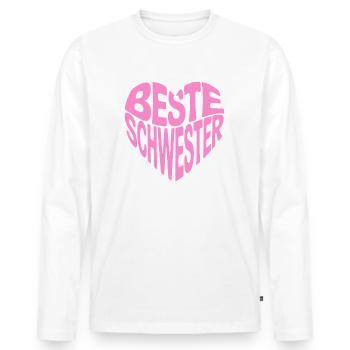 Beste Schwester Herz Spruch - Männer Premium Bio Langarmshirt - Weiß - Vorne - Nico (187cm)