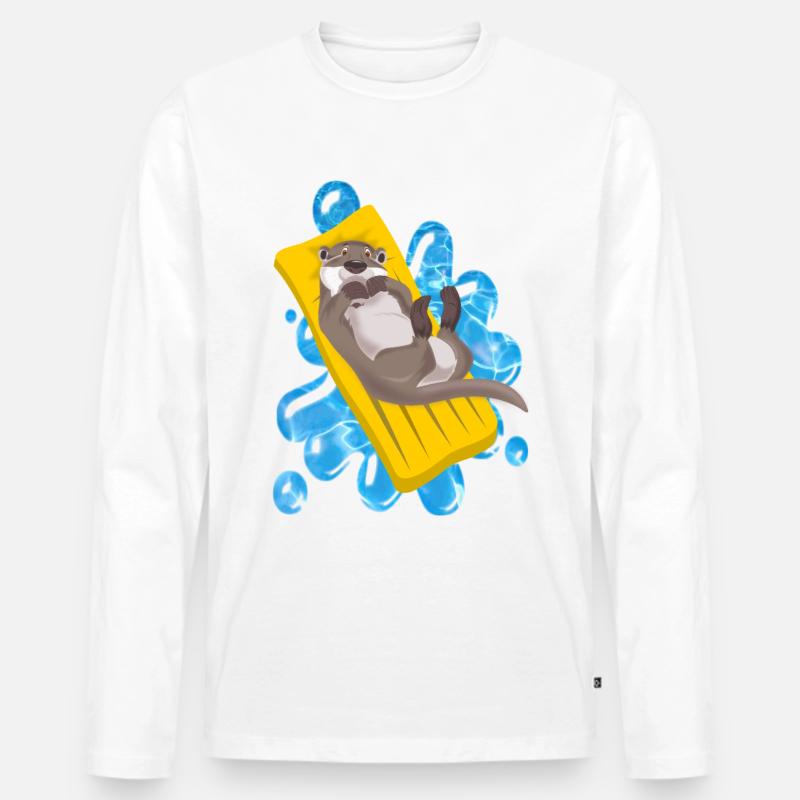 OTTER FREIZEIT - Männer Premium Bio Langarmshirt - Weiß