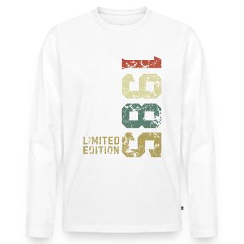 1985 Vintage Born Edition Limitée - T-shirt manches longues Premium bio Homme - blanc - Devant - Nico (187cm)
