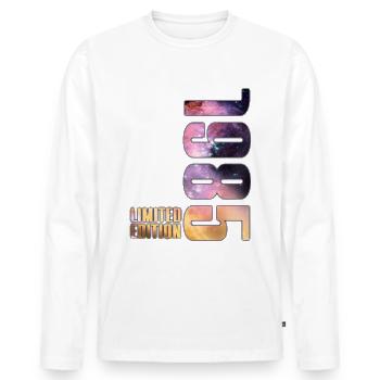 1985 Vintage Born Edition Limitée - T-shirt manches longues Premium bio Homme - blanc - Devant - Nico (187cm)