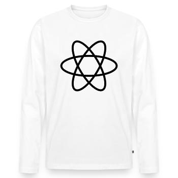 Atom symbol, nature, earth, world, planet, sign - Men's Premium Organic Long Sleeve Shirt - white - Front - Nico (187cm)