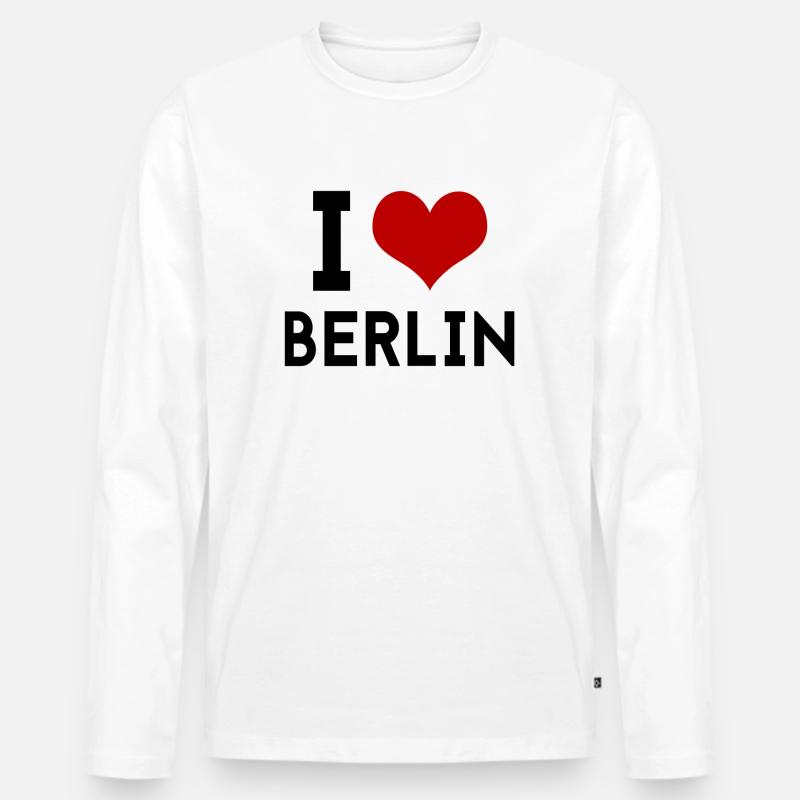 I love Berlin - Männer Premium Bio Langarmshirt - Weiß