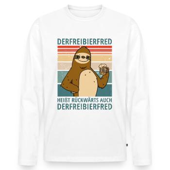 Faultier Spruch Bier Derfreibierfred Party Saufen - Männer Premium Bio Langarmshirt - Weiß - Vorne - Nico (187cm)