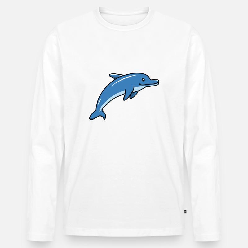 Delfin, süß - Männer Premium Bio Langarmshirt - Weiß