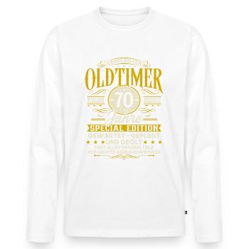 70 Geburtstag Geschenk Oldtimer 70 Jahre - Männer Premium Bio Langarmshirt - Weiß - Vorne - Nico (187cm)