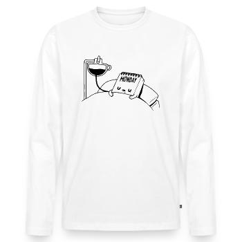 Lundi Drôle - T-shirt manches longues Premium bio Homme - blanc - Devant - Nico (187cm)