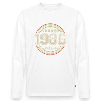 Vintage Rétro Edition Limitée 1986 Année de naissance - T-shirt manches longues Premium bio Homme - blanc - Devant - Nico (187cm)