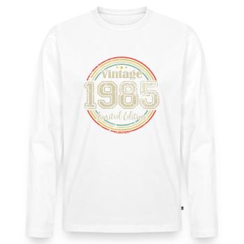 Vintage Rétro Edition Limitée 1985 Année de naissance - T-shirt manches longues Premium bio Homme - blanc - Devant - Nico (187cm)