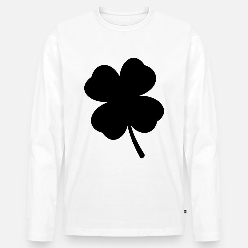 Kleeblatt Symbol - Männer Premium Bio Langarmshirt - Weiß