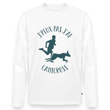 J'peux Pas J'ai Canicross, Humour Canicross - T-shirt manches longues Premium bio Homme - blanc - Devant - Nico (187cm)