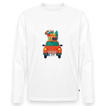Voiture de Noël avec plaque d'immatriculation 2019 - T-shirt manches longues Premium bio Homme - blanc - Devant - Nico (187cm)