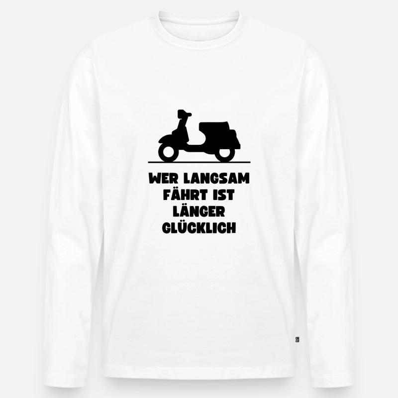 Passionierter Rollerfahrer oder Mofafahrer - Männer Premium Bio Langarmshirt - Weiß