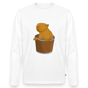 Seau Capybara - T-shirt manches longues Premium bio Homme - blanc - Devant - Nico (187cm)