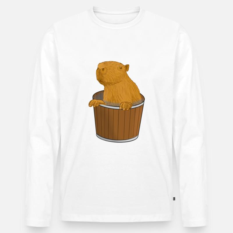 Capybara Eimer - Männer Premium Bio Langarmshirt - Weiß