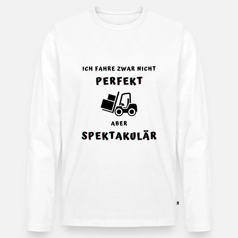 Azubi Gabelstapler Logistik Spektakulär - Männer Premium Bio Langarmshirt - Weiß