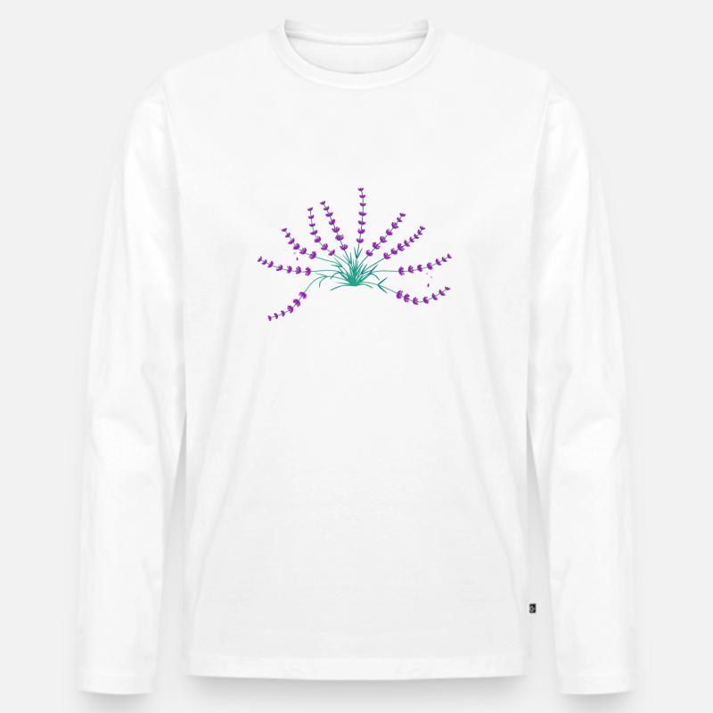 Lavendel - Männer Premium Bio Langarmshirt - Weiß