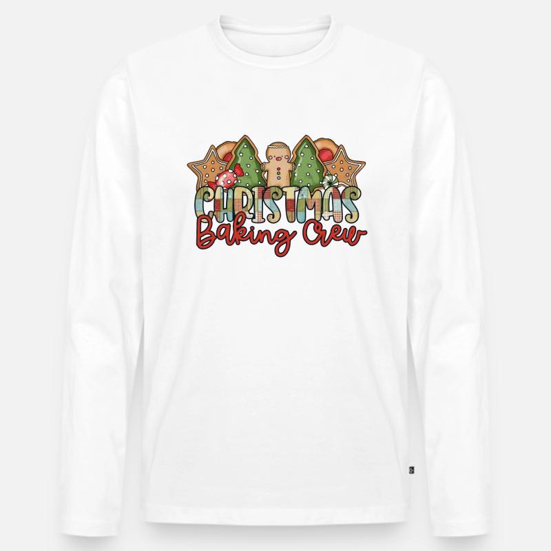 Funny Gingerbread Christmas Baking Crew - Männer Premium Bio Langarmshirt - Weiß